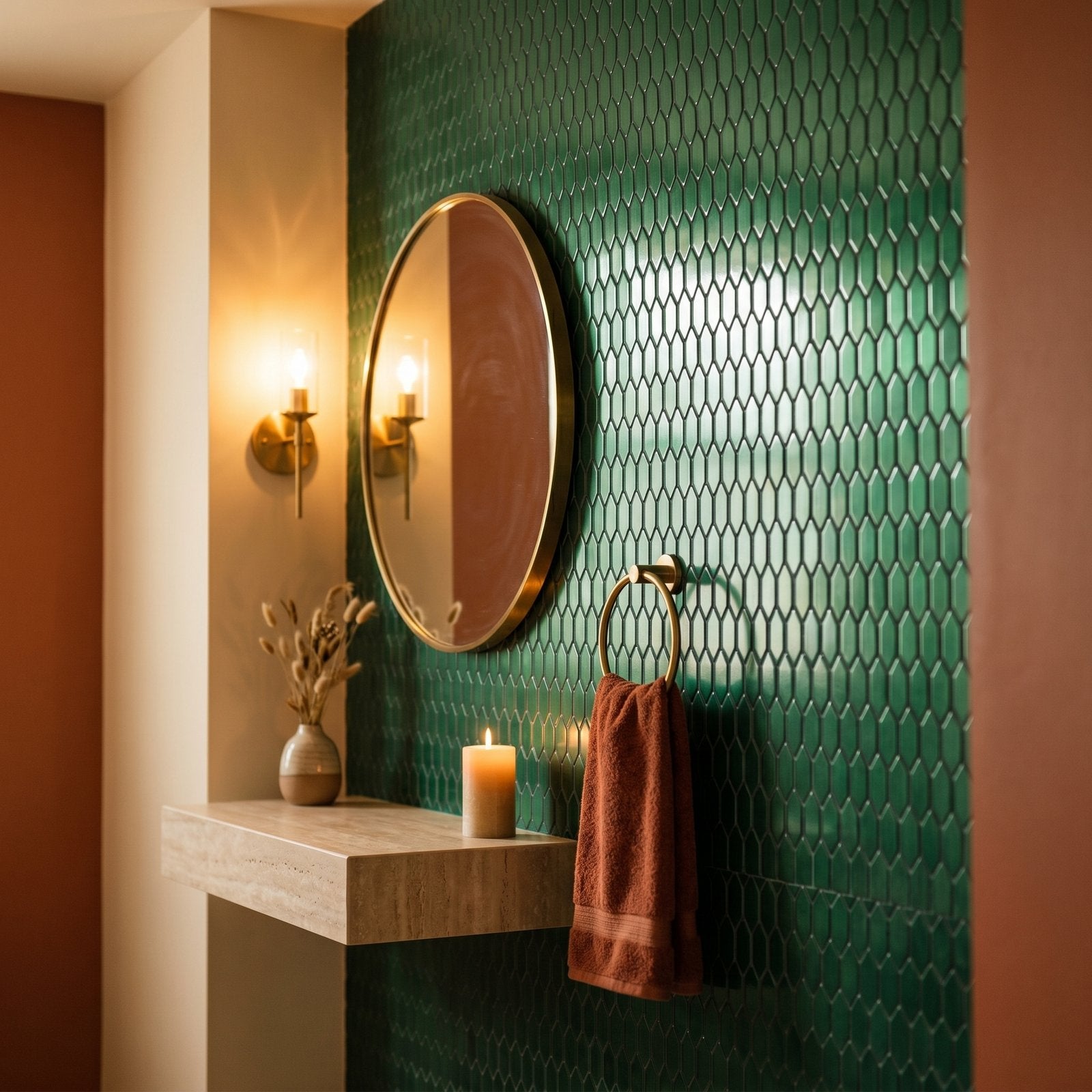 Picket 3D Dark Green Peel & Stick Splashback | 31×30 cm | Self-Adhesive Mosaic Tile