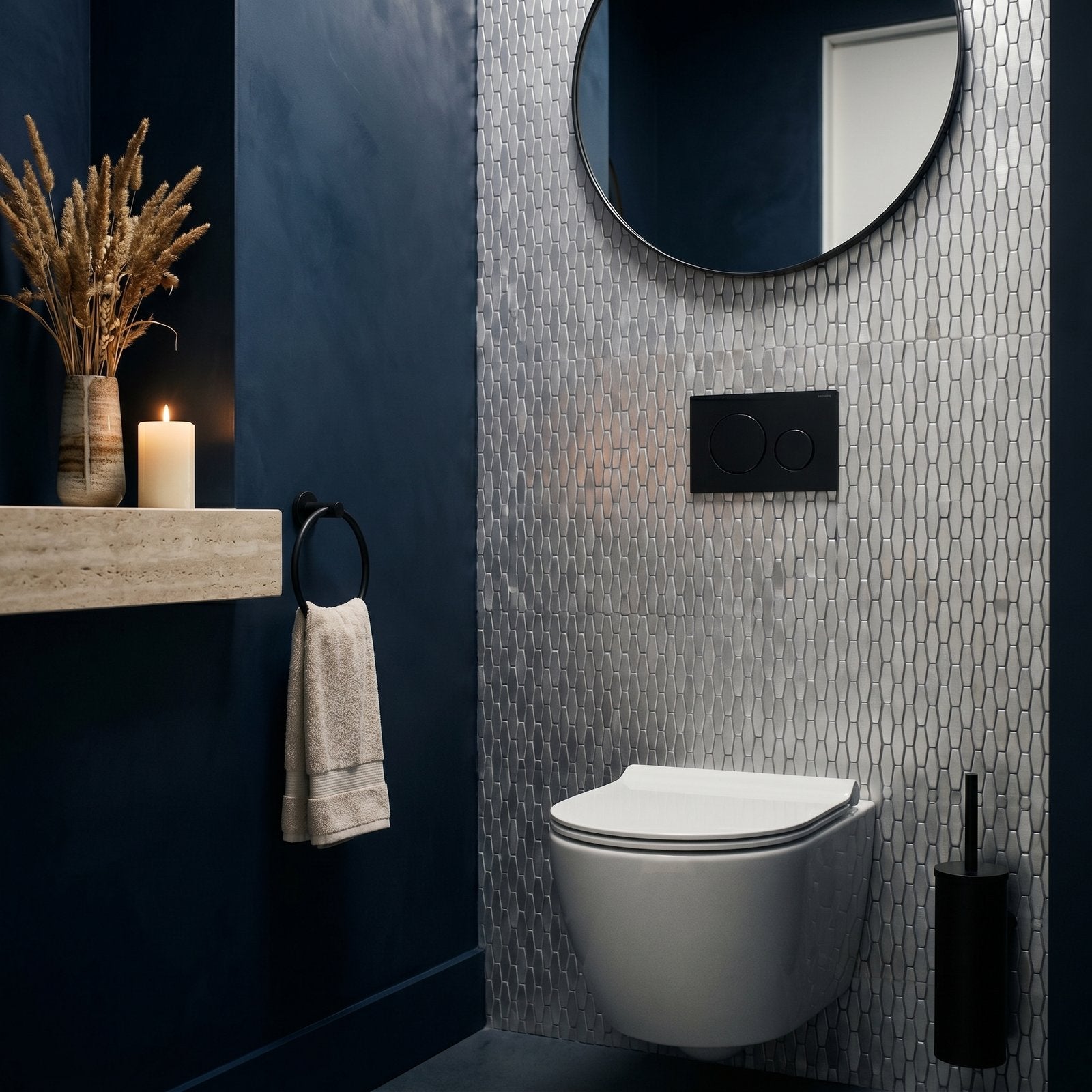 Picket 3D Silver Peel & Stick Splashback | 31×30 cm | Self-Adhesive Mosaic Tile