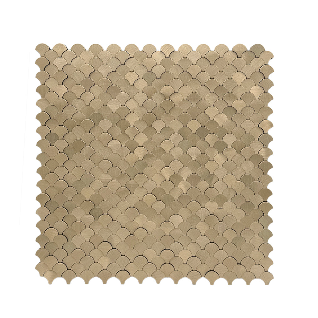 Fish Scale 3D Gold Peel & Stick Splashback | 28.8×29.8 cm | Self-Adhesive Mosaic Tile