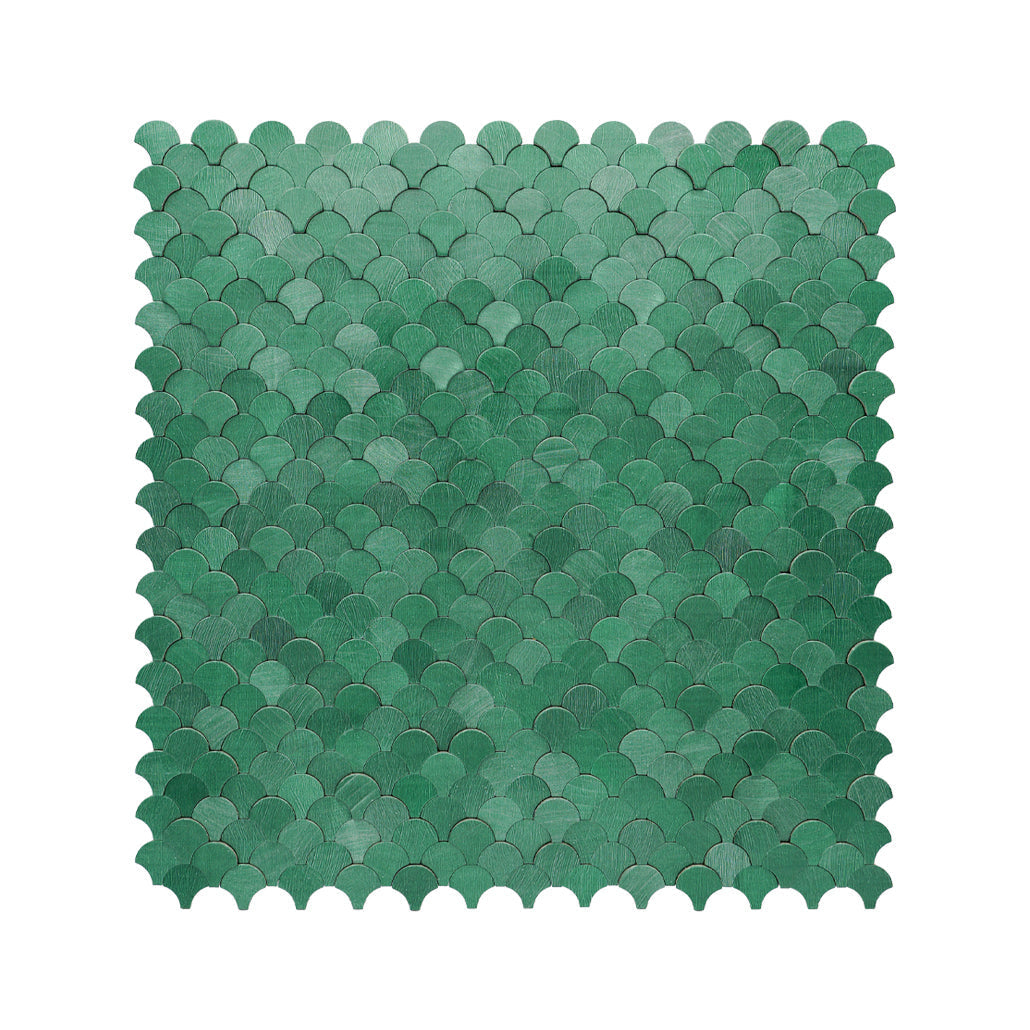 Fish Scale 3D Dark Green Peel & Stick Splashback | 28.8×29.8 cm | Self-Adhesive Mosaic Tile