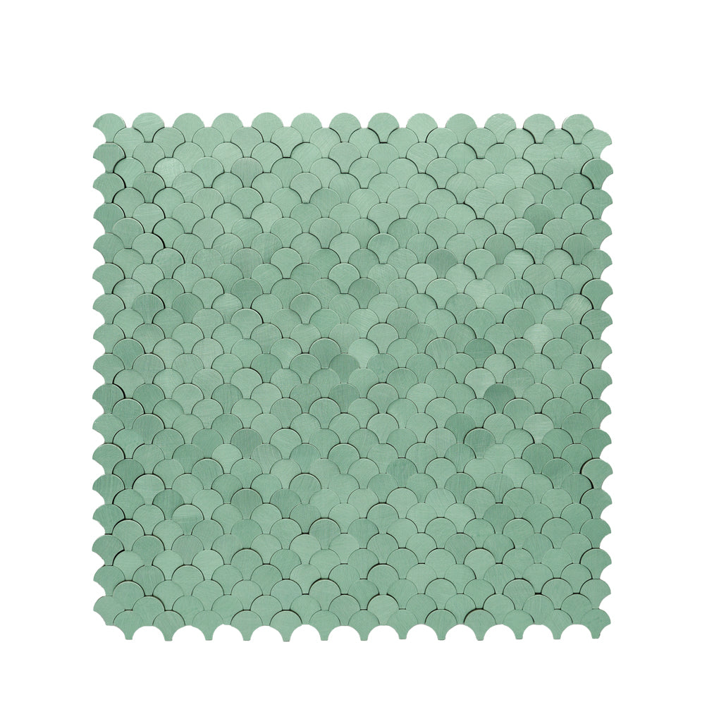 Fish Scale 3D Pastel Green Peel & Stick Splashback | 28.8×29.8 cm | Self-Adhesive Mosaic Tile
