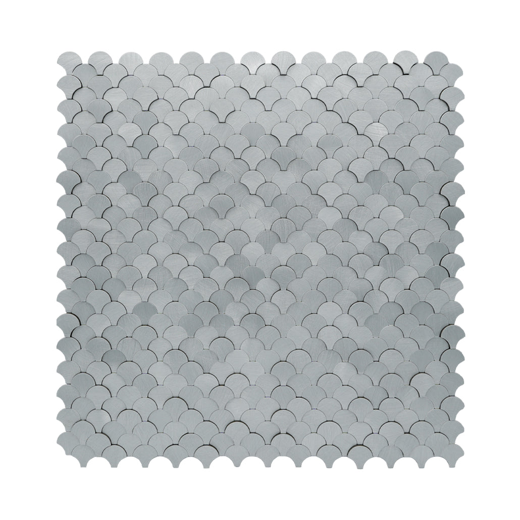 Fish Scale 3D Silver Peel & Stick Splashback | 28.8×29.8 cm | Self-Adhesive Mosaic Tile
