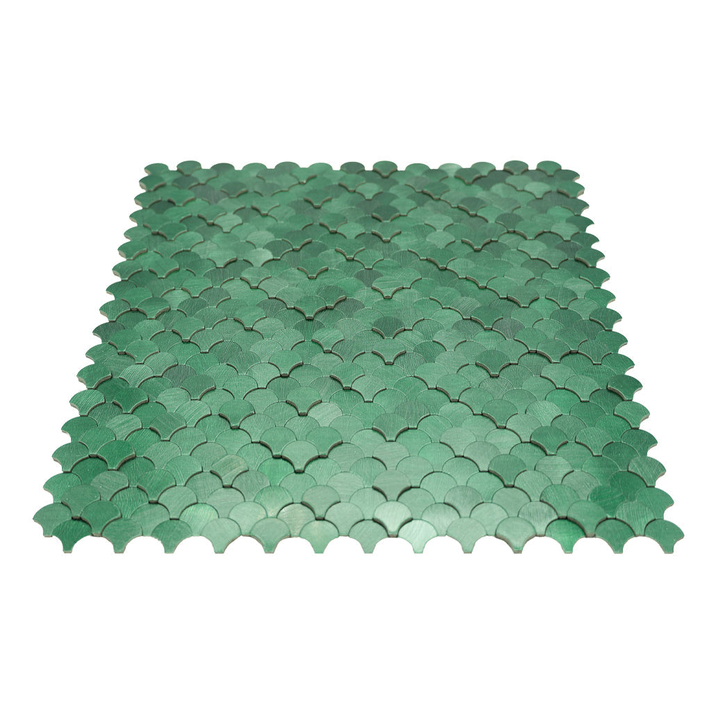 Fish Scale 3D Dark Green Peel & Stick Splashback | 28.8×29.8 cm | Self-Adhesive Mosaic Tile