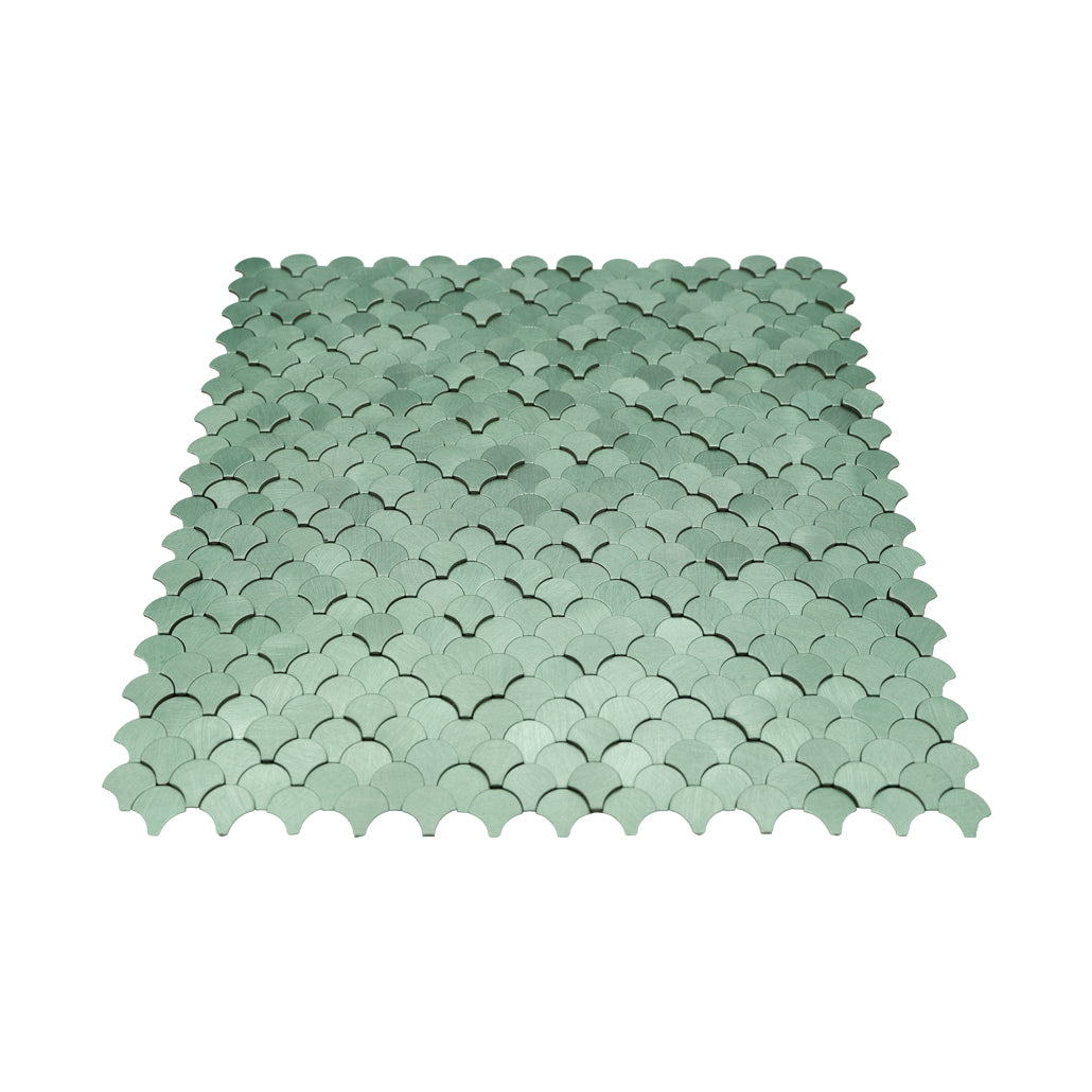 Fish Scale 3D Pastel Green Peel & Stick Splashback | 28.8×29.8 cm | Self-Adhesive Mosaic Tile