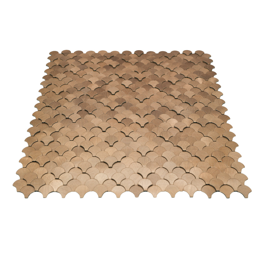 Fish Scale 3D Copper Peel & Stick Splashback | 28.8×29.8 cm | Self-Adhesive Mosaic Tile