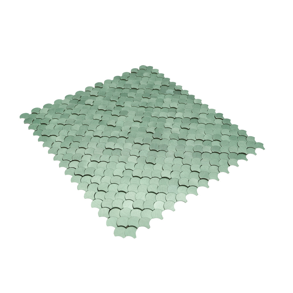 Fish Scale 3D Pastel Green Peel & Stick Splashback | 28.8×29.8 cm | Self-Adhesive Mosaic Tile