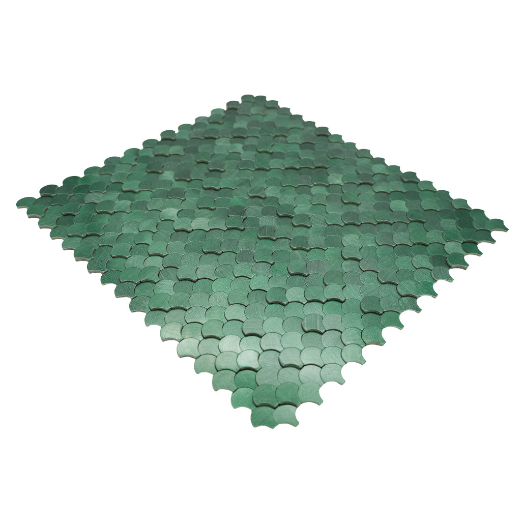 Fish Scale 3D Dark Green Peel & Stick Splashback | 28.8×29.8 cm | Self-Adhesive Mosaic Tile