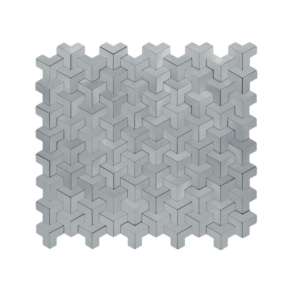 Trifold 3D Silver Peel & Stick Splashback | 30.3×28 cm | Self-Adhesive Mosaic Tile
