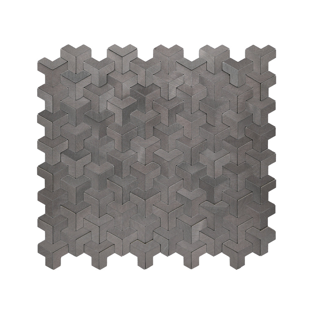Trifold 3D Anthracite Peel & Stick Splashback | 30.3×28 cm | Self-Adhesive Mosaic Tile