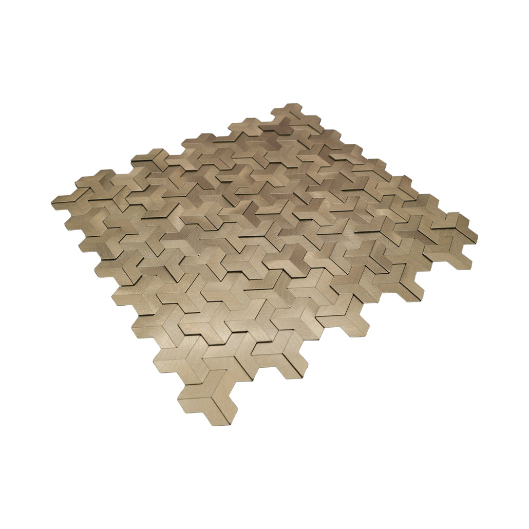 Trifold 3D Gold Peel & Stick Splashback | 30.3×28 cm | Self-Adhesive Mosaic Tile