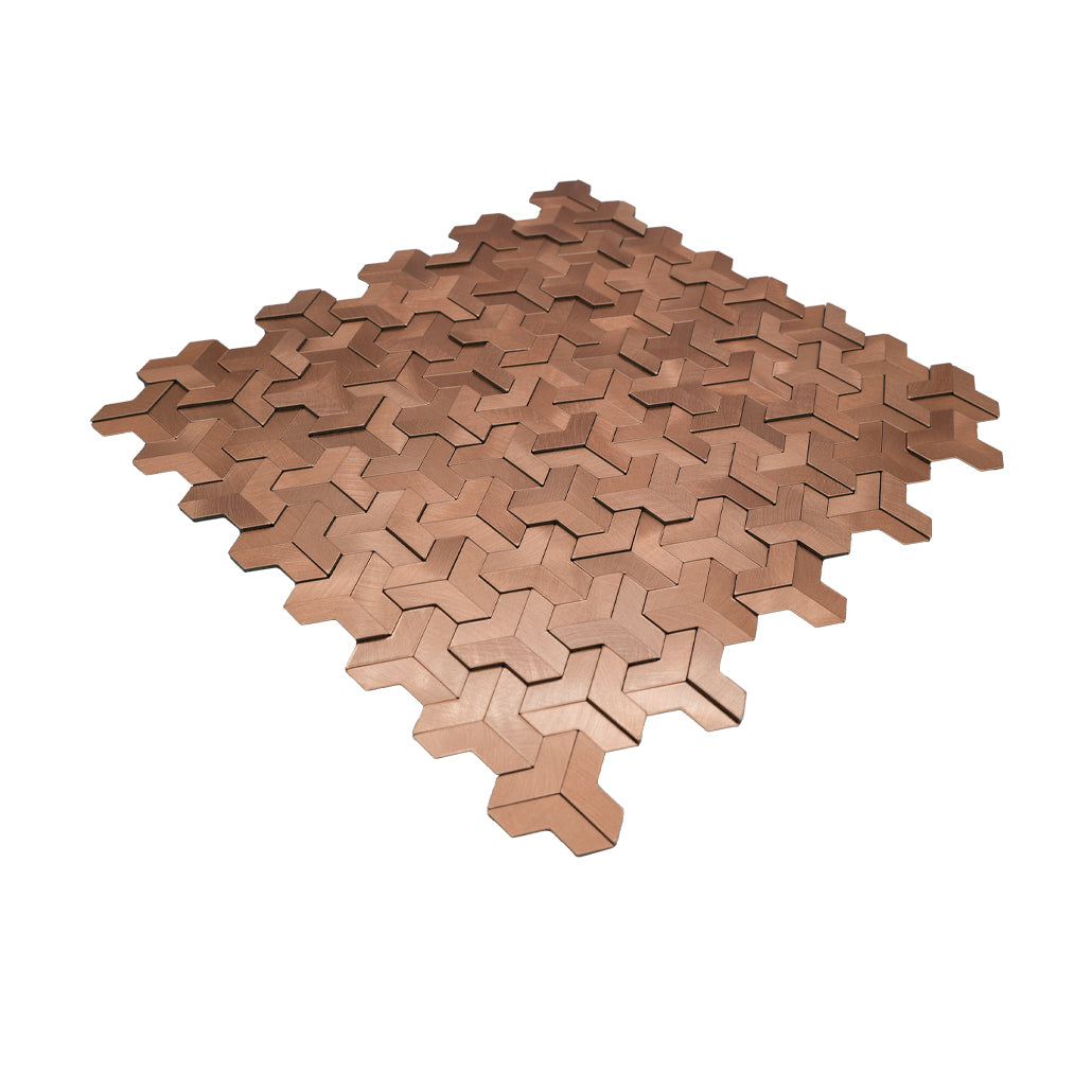 Trifold 3D Copper Peel & Stick Splashback | 30.3×28 cm | Self-Adhesive Mosaic Tile