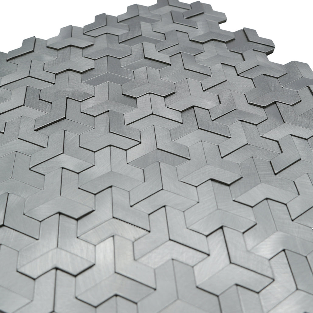 Trifold 3D Silver Peel & Stick Splashback | 30.3×28 cm | Self-Adhesive Mosaic Tile
