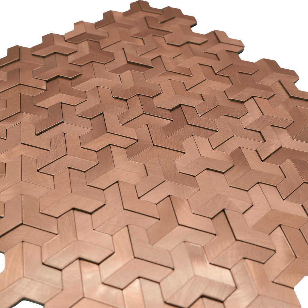 Trifold 3D Copper Peel & Stick Splashback | 30.3×28 cm | Self-Adhesive Mosaic Tile