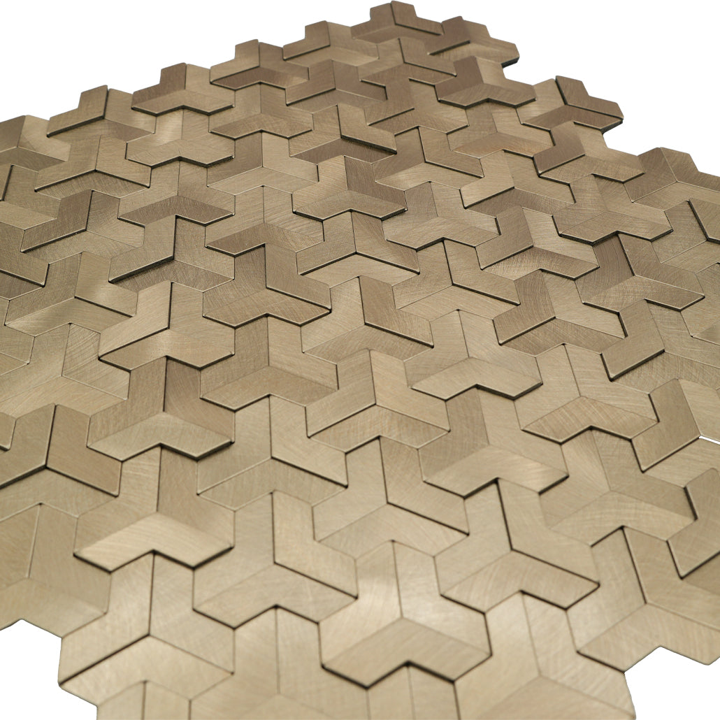 Trifold 3D Gold Peel & Stick Splashback | 30.3×28 cm | Self-Adhesive Mosaic Tile