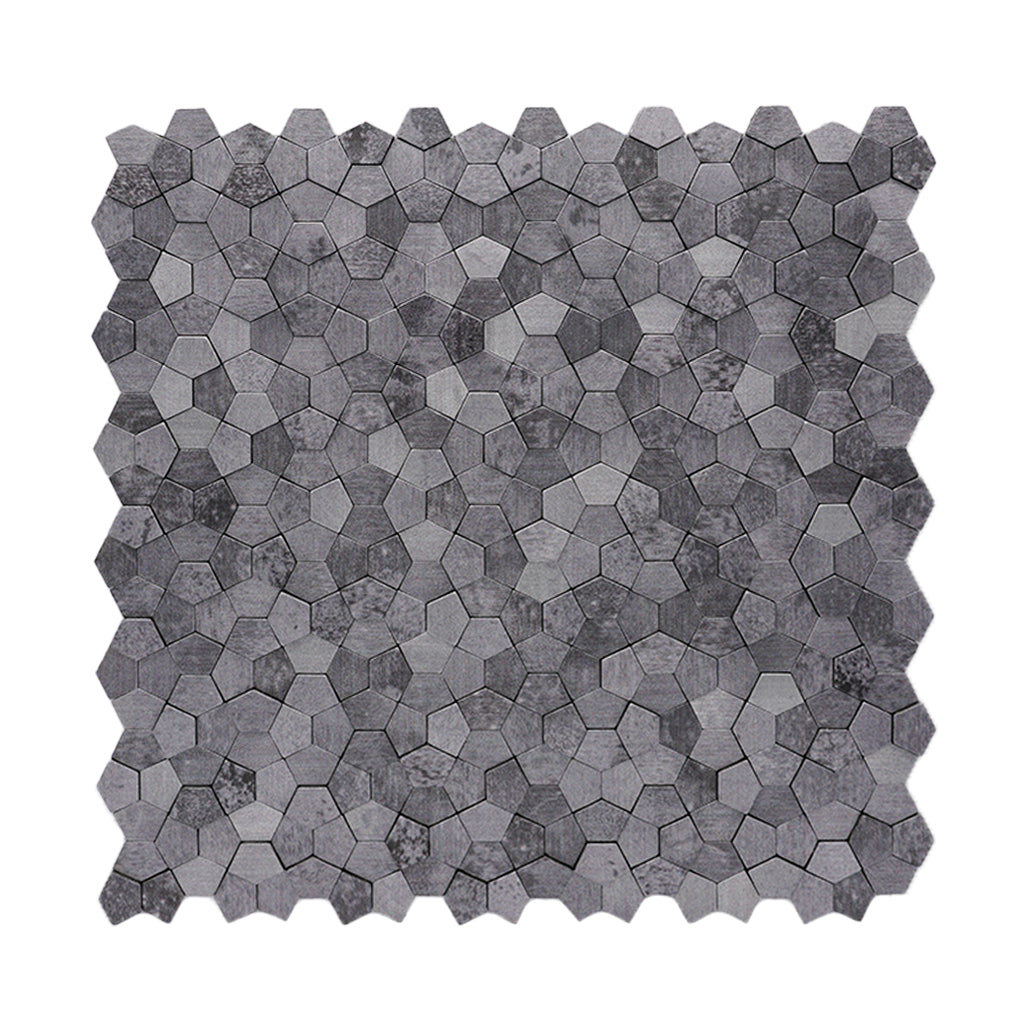 Pentagon 3D Gray Peel & Stick Splashback | 28.2×28.2 cm | Self-Adhesive Mosaic Tile