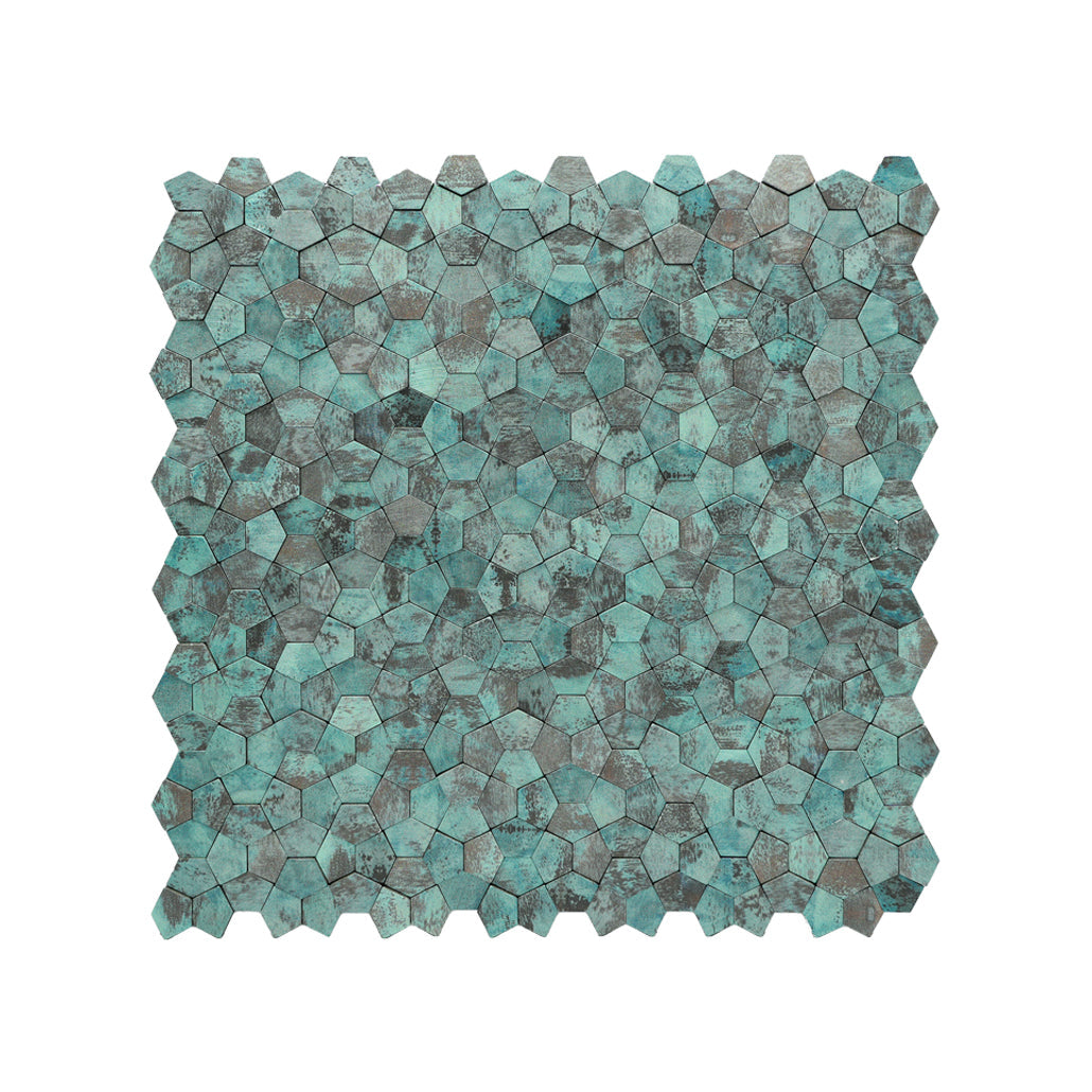 Pentagon 3D Patina Copper Peel & Stick Splashback | 28.2×28.2 cm | Self-Adhesive Mosaic Tile