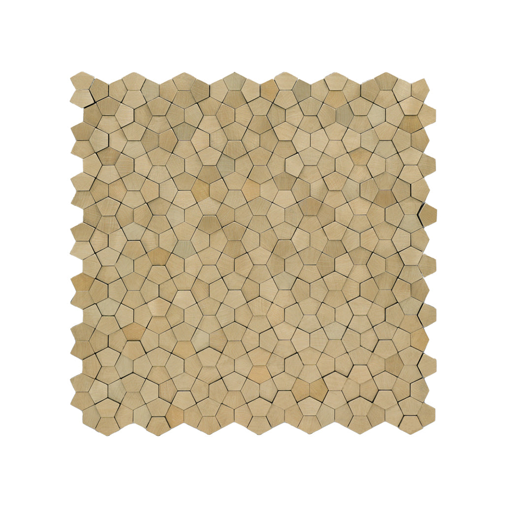 Pentagon 3D Champagne Peel & Stick Splashback | 28.2×28.2 cm | Self-Adhesive Mosaic Tile