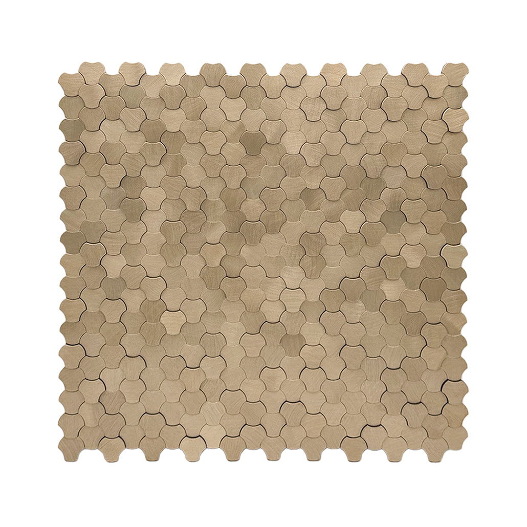 Trefoil 3D Champagne Peel & Stick Splashback | 30.5×29.6 cm | Self-Adhesive Mosaic Tile