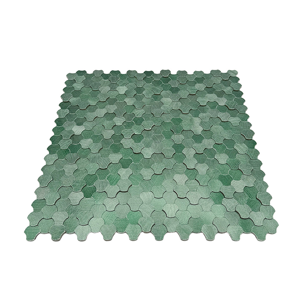 Trefoil 3D Dark Green Peel & Stick Splashback | 30.5×29.6 cm | Self-Adhesive Mosaic Tile