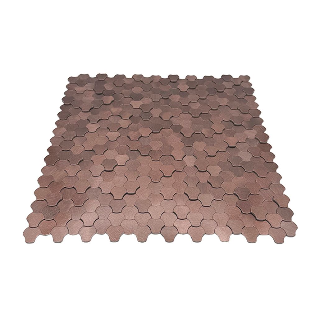 Trefoil 3D Bronze Peel & Stick Splashback | 30.5×29.6 cm | Self-Adhesive Mosaic Tile