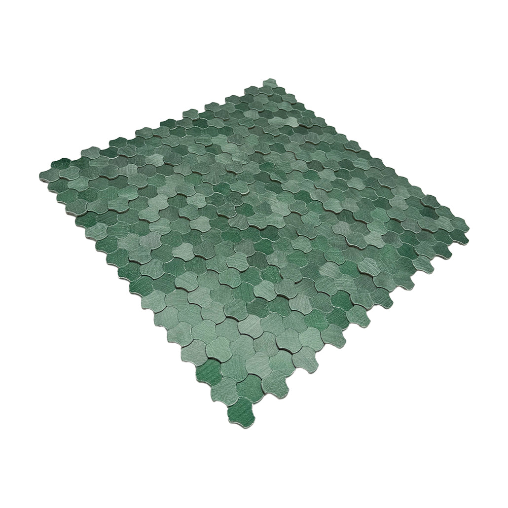Trefoil 3D Dark Green Peel & Stick Splashback | 30.5×29.6 cm | Self-Adhesive Mosaic Tile