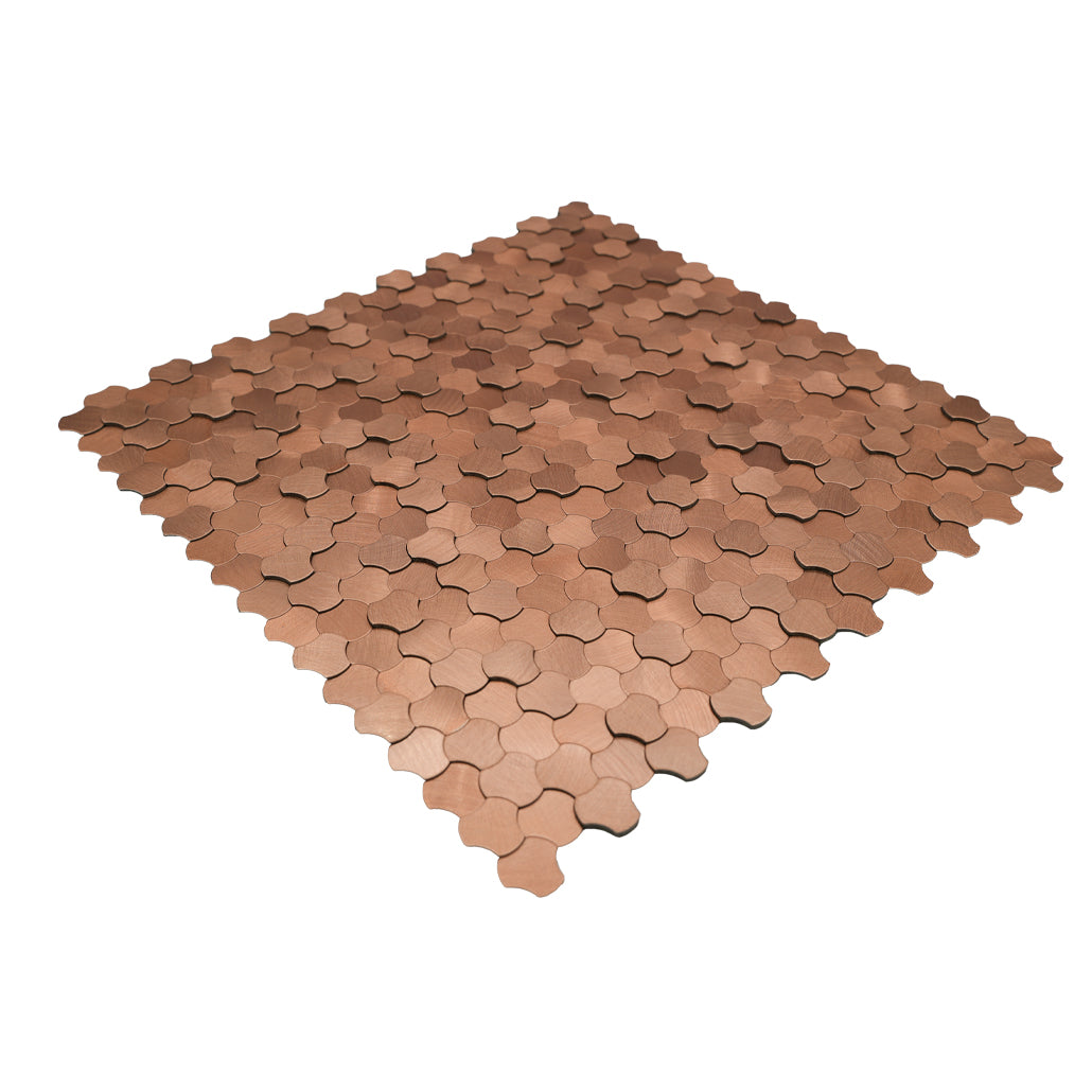 Trefoil 3D Copper Peel & Stick Splashback | 30.5×29.6 cm | Self-Adhesive Mosaic Tile
