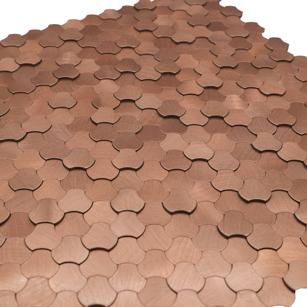 Trefoil 3D Copper Peel & Stick Splashback | 30.5×29.6 cm | Self-Adhesive Mosaic Tile
