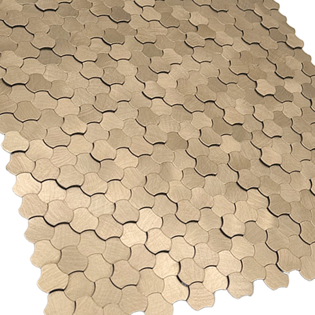 Trefoil 3D Champagne Peel & Stick Splashback | 30.5×29.6 cm | Self-Adhesive Mosaic Tile