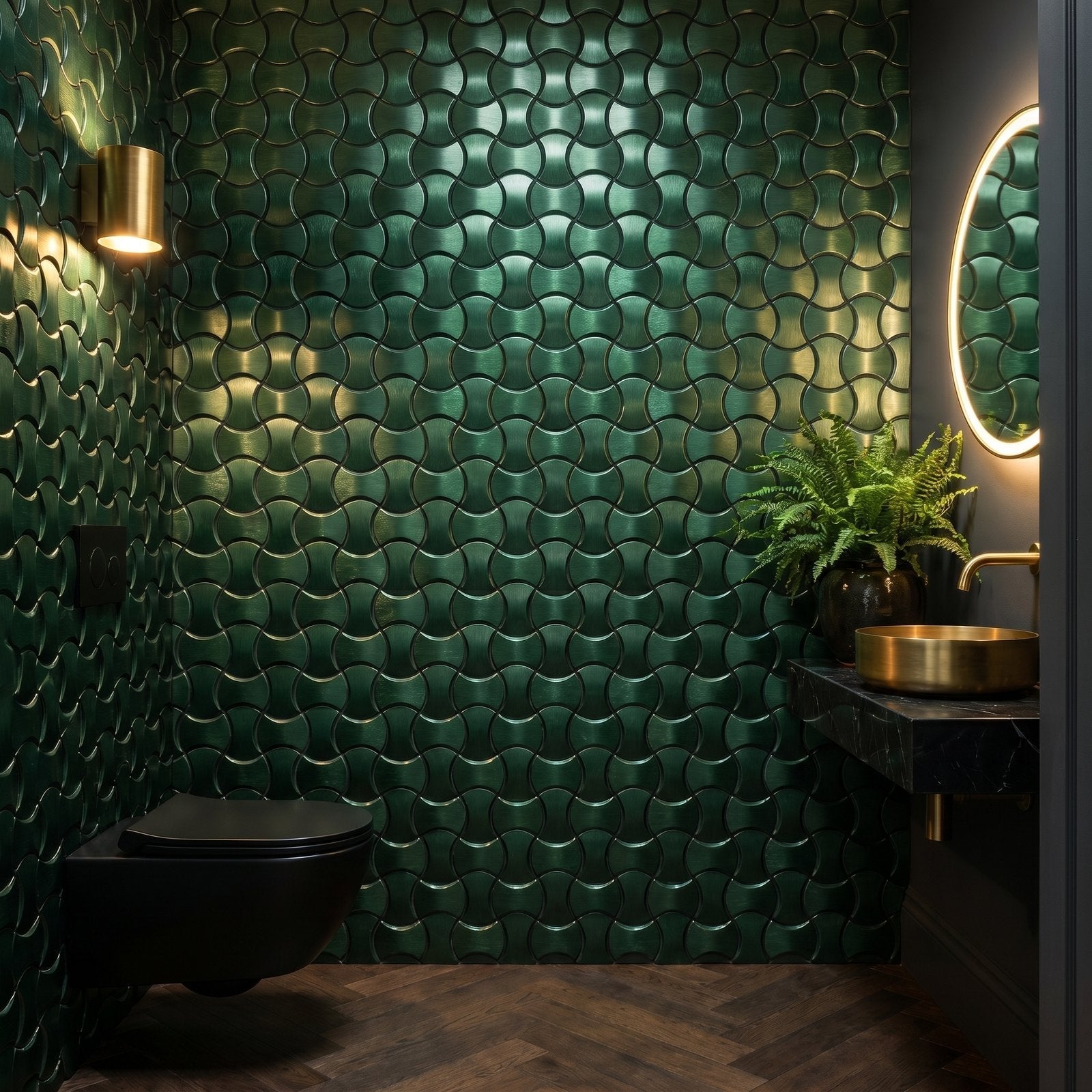 Trefoil 3D Dark Green Peel & Stick Splashback | 30.5×29.6 cm | Self-Adhesive Mosaic Tile