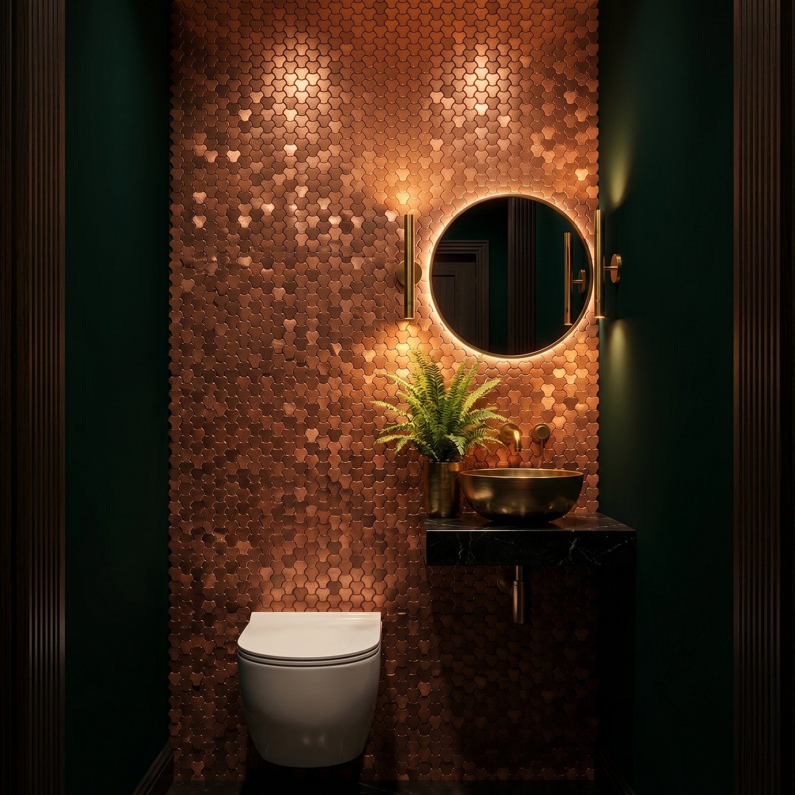 Trefoil 3D Bronze Peel & Stick Splashback | 30.5×29.6 cm | Self-Adhesive Mosaic Tile
