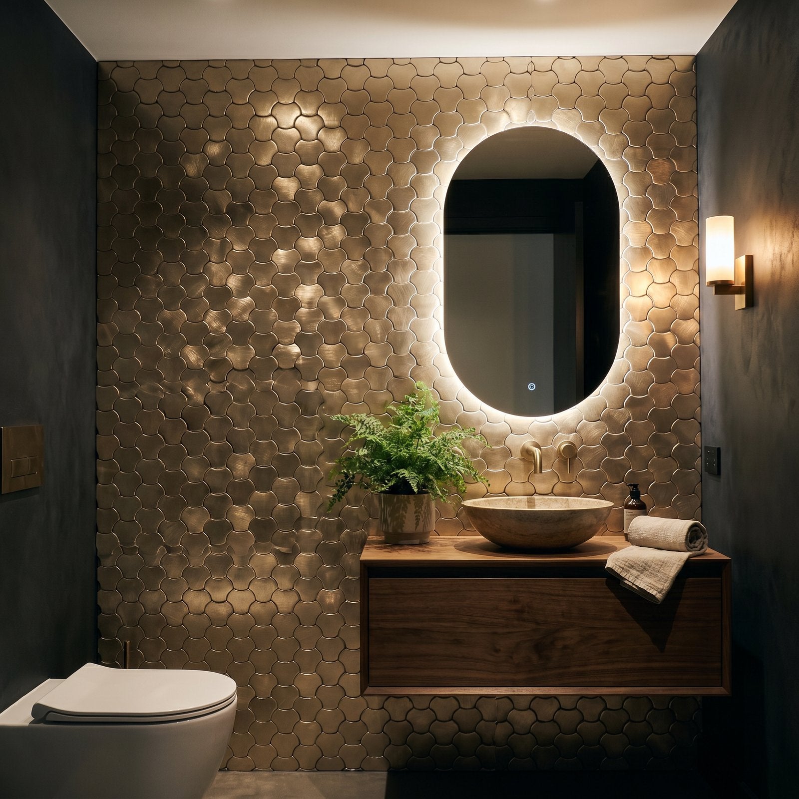 Trefoil 3D Champagne Peel & Stick Splashback | 30.5×29.6 cm | Self-Adhesive Mosaic Tile