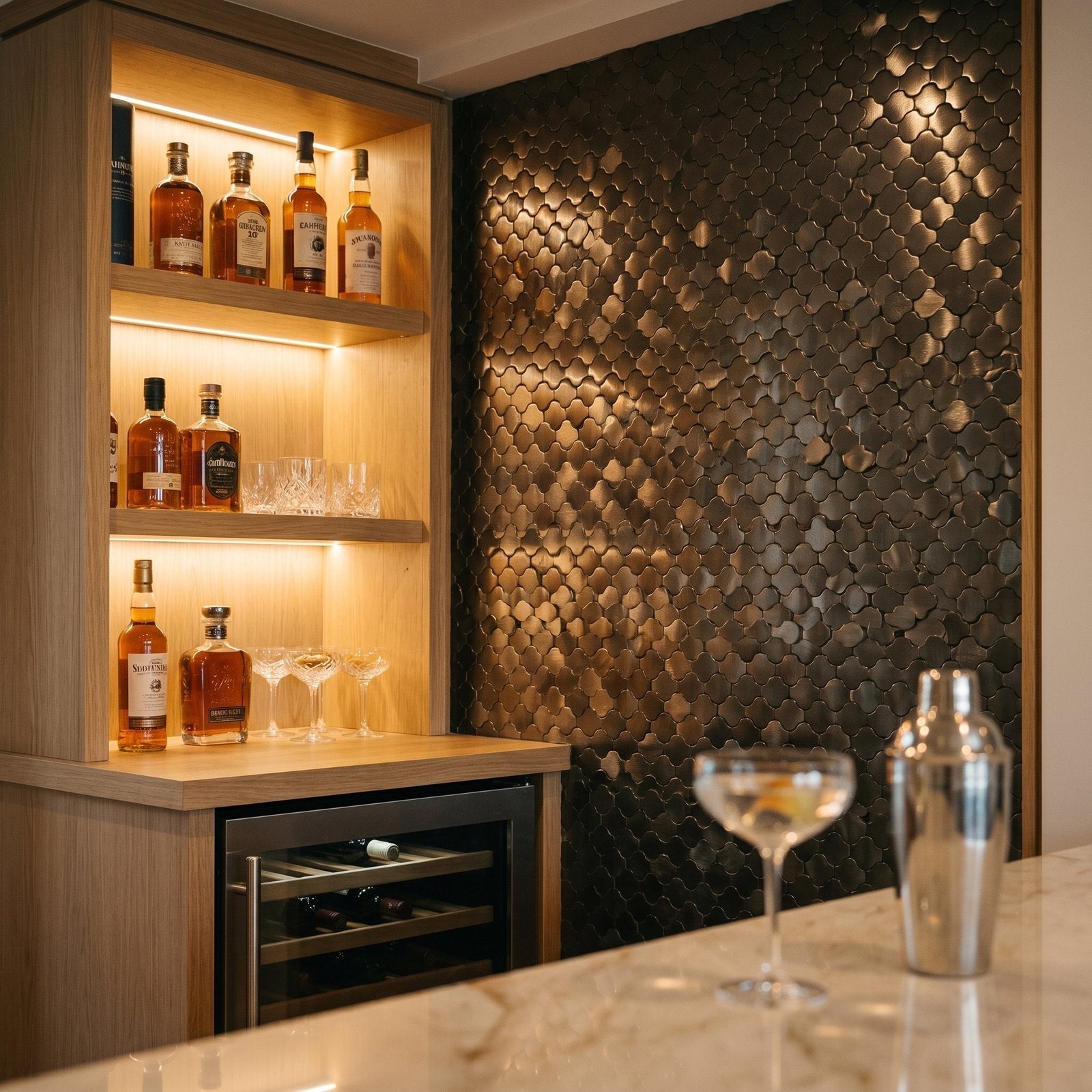 Trefoil 3D Anthracite Peel & Stick Splashback | 30.5×29.6 cm | Self-Adhesive Mosaic Tile