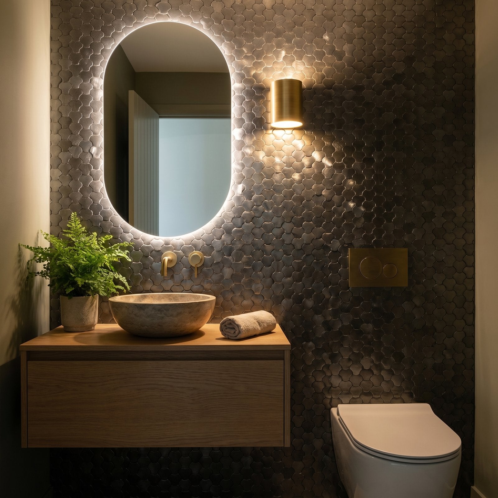 Trefoil 3D Anthracite Peel & Stick Splashback | 30.5×29.6 cm | Self-Adhesive Mosaic Tile