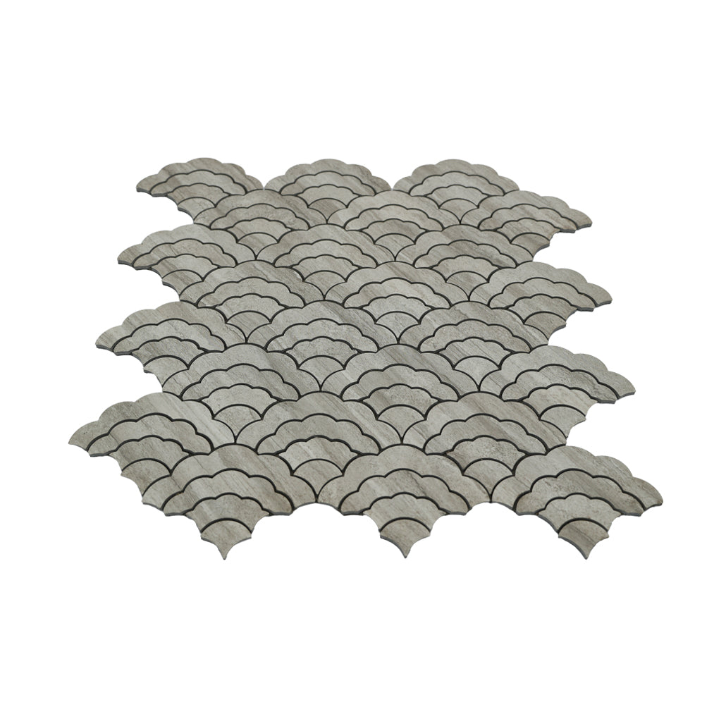 Fan Gray Peel & Stick Splashback | 26.8×28.1 cm | Self-Adhesive Mosaic Tile