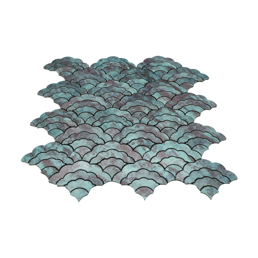 Fan Patina Copper Peel & Stick Splashback | 26.8×28.1 cm | Self-Adhesive Mosaic Tile