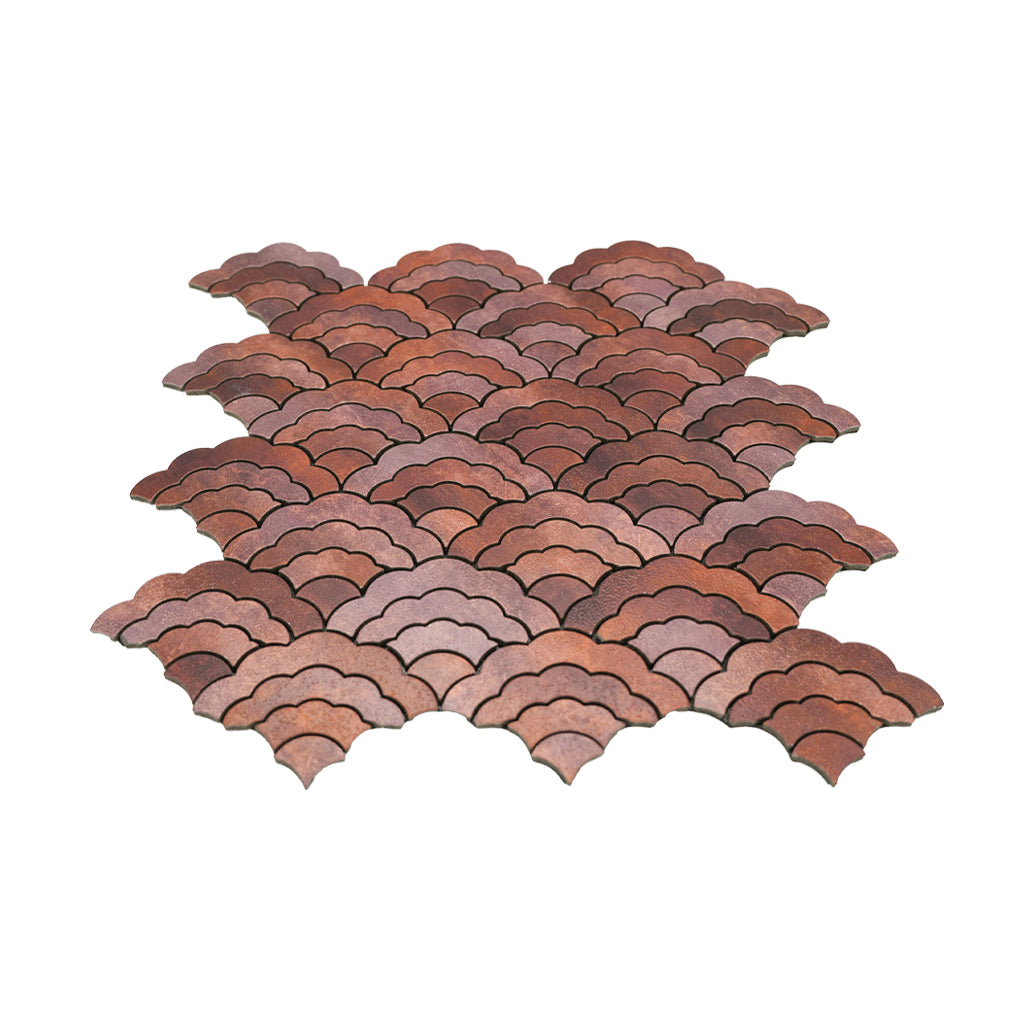 Fan Copper Peel & Stick Splashback | 26.8×28.1 cm | Self-Adhesive Mosaic Tile