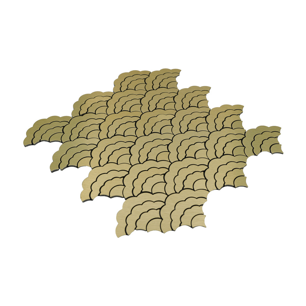 Fan Gold Peel & Stick Splashback | 26.8×28.1 cm | Self-Adhesive Mosaic Tile