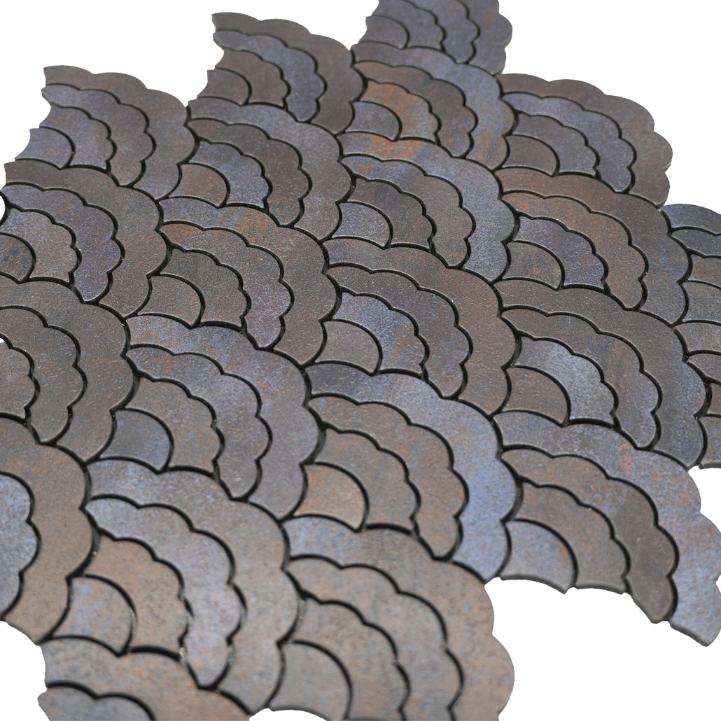 Fan Anthracite Peel & Stick Splashback | 26.8×28.1 cm | Self-Adhesive Mosaic Tile