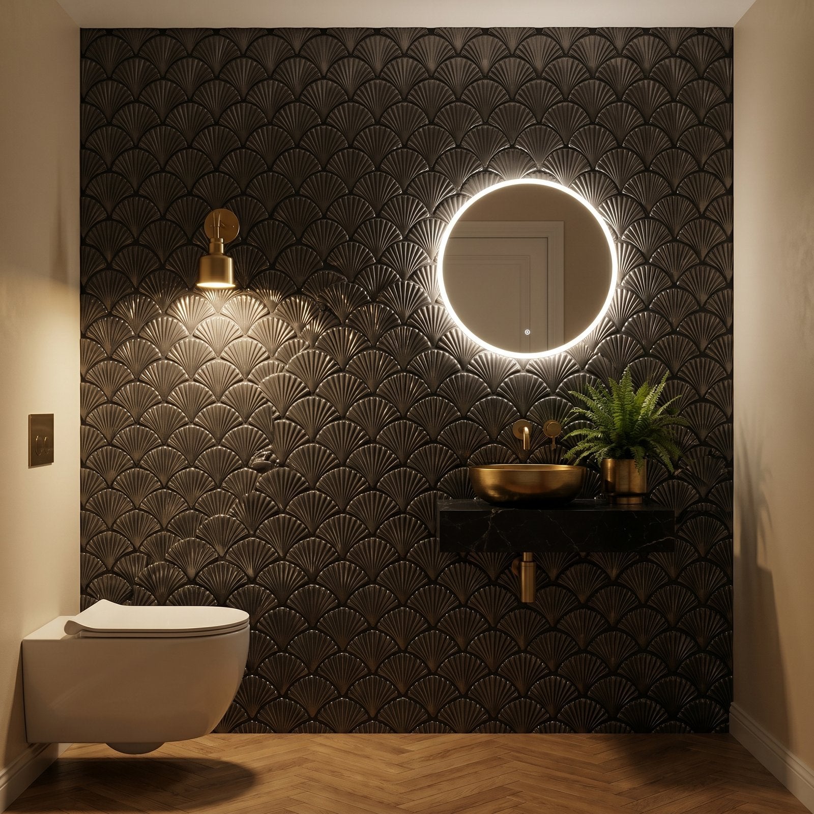 Fan Anthracite Peel & Stick Splashback | 26.8×28.1 cm | Self-Adhesive Mosaic Tile