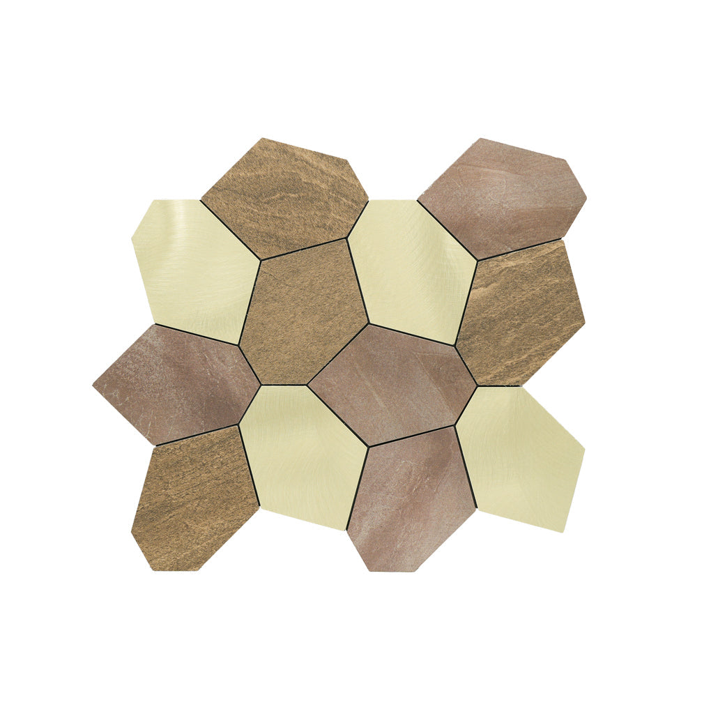 Polygon Gold Peel & Stick Splashback | 30×26.2 cm | Self-Adhesive Mosaic Tile