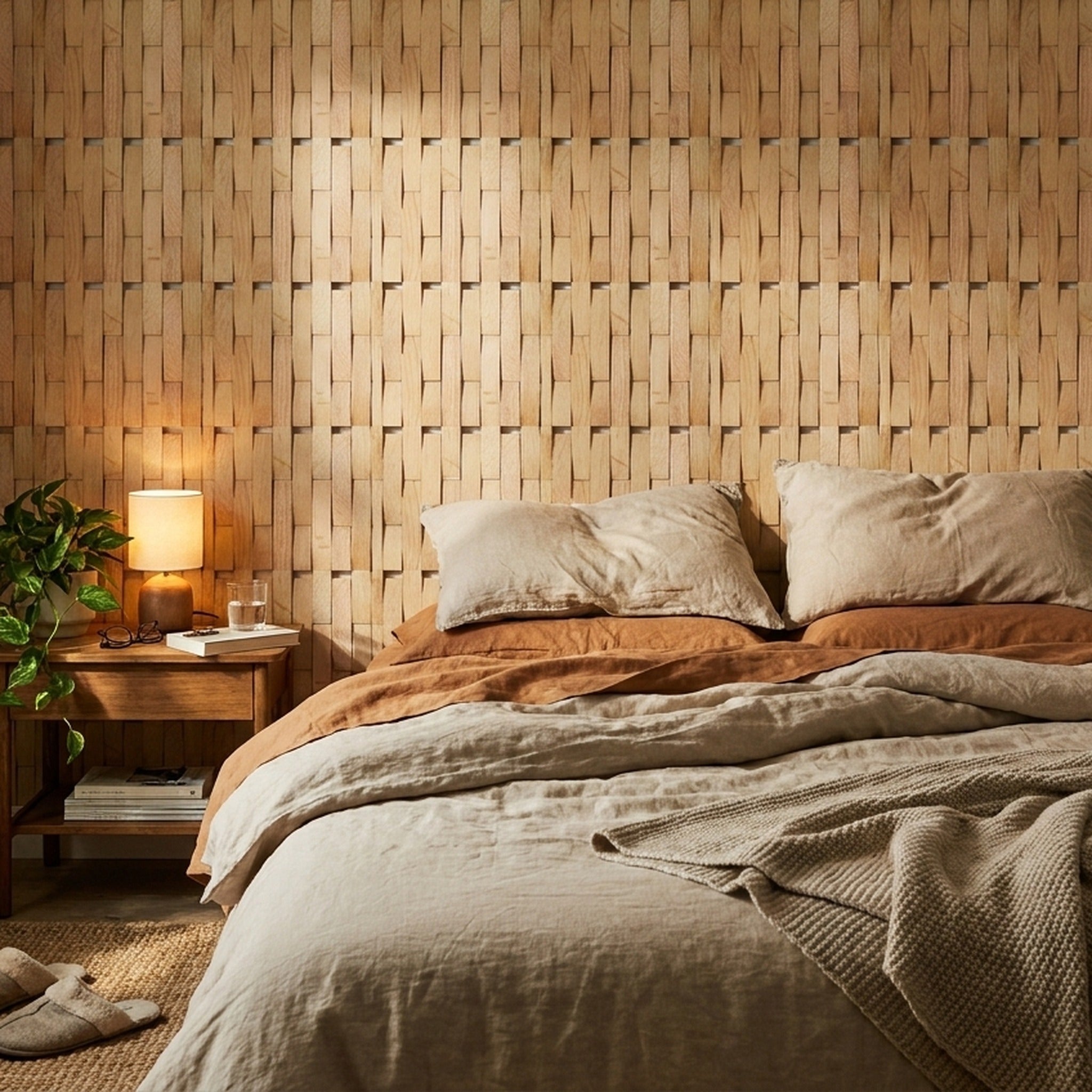White Oak 3D Wood Wall Panel | 30×30 cm | Real Wood