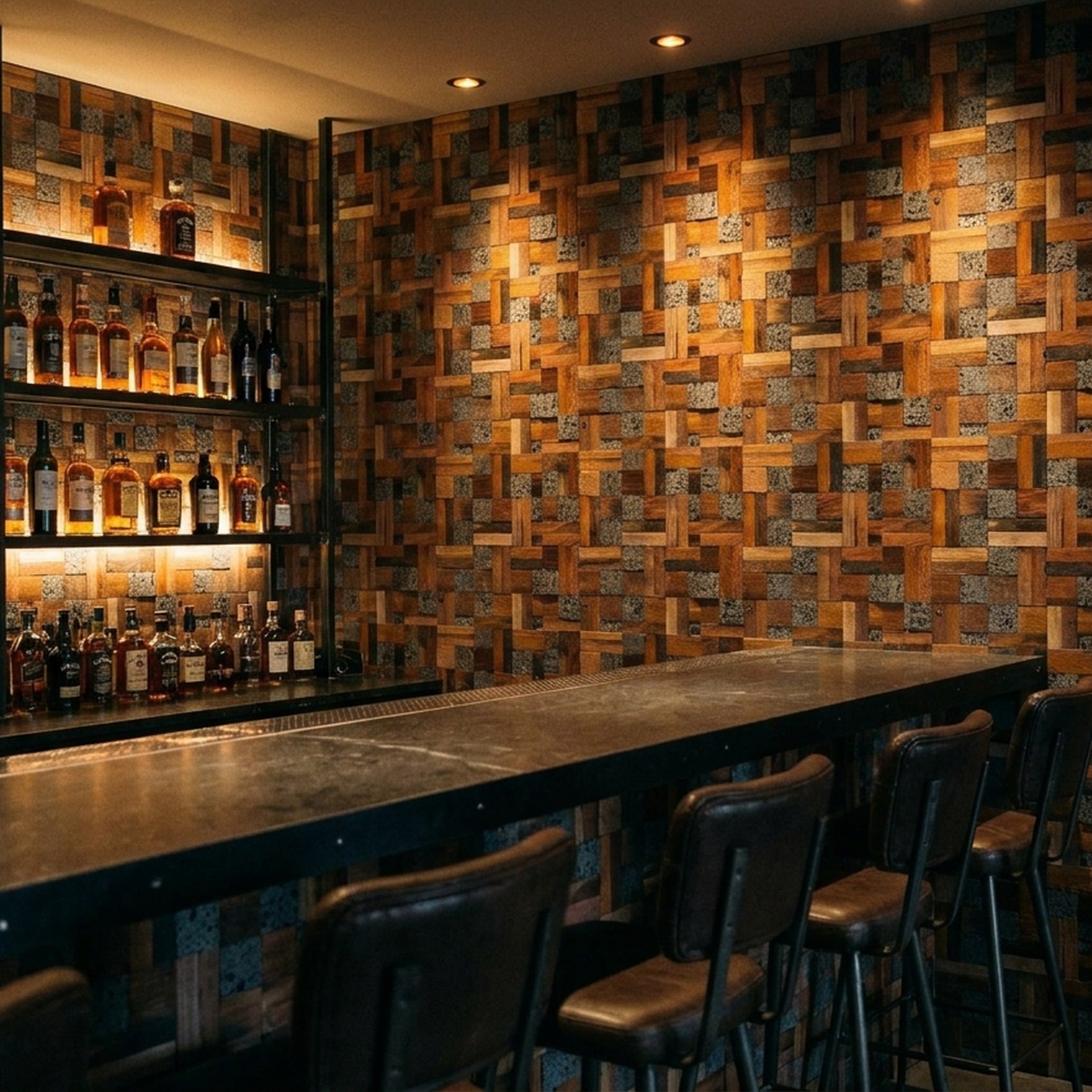 Lava Mix 3D Wood Wall Panel | 30×30 cm | Real Wood