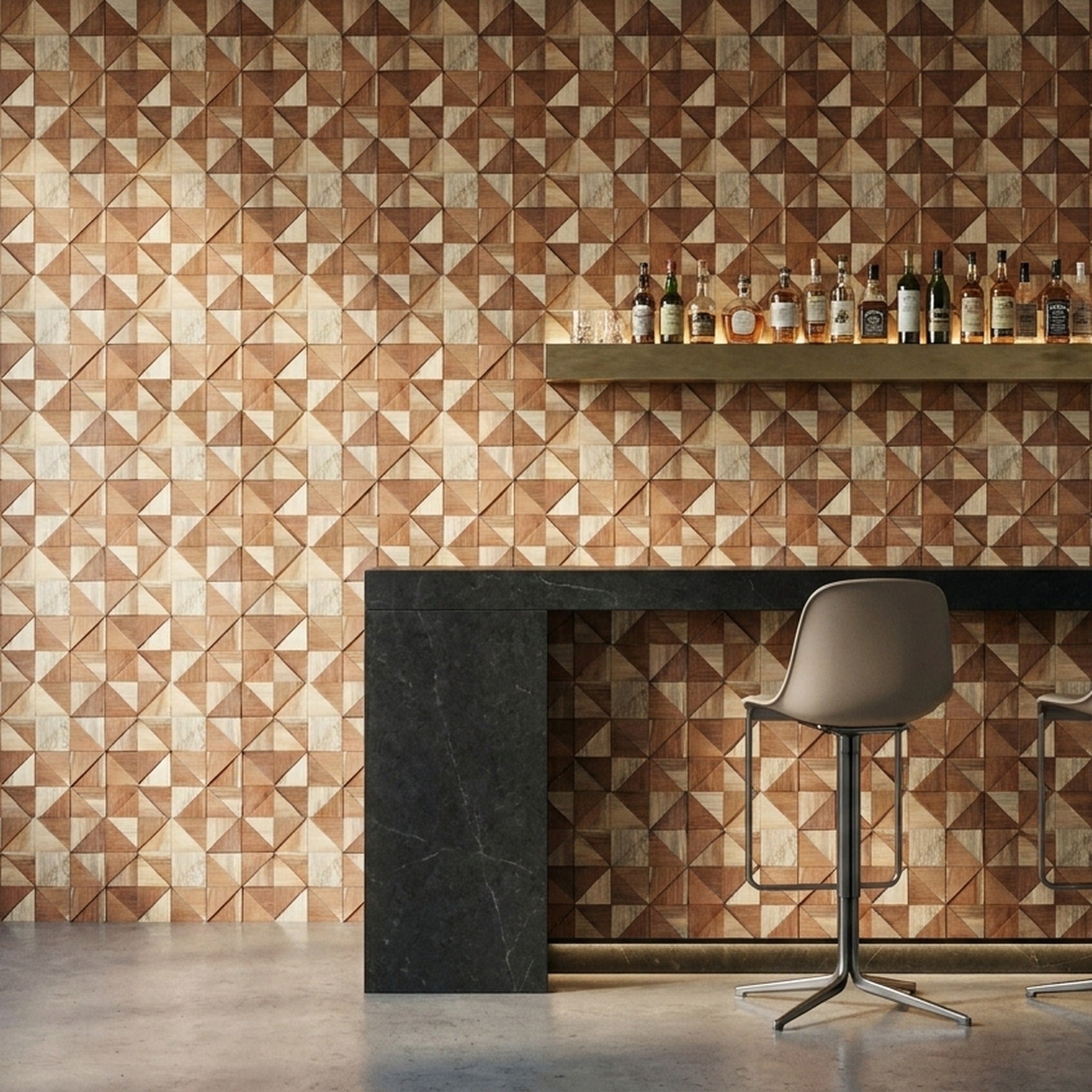 Merbau 3D Wood Wall Panel | 30×30 cm | Real Wood