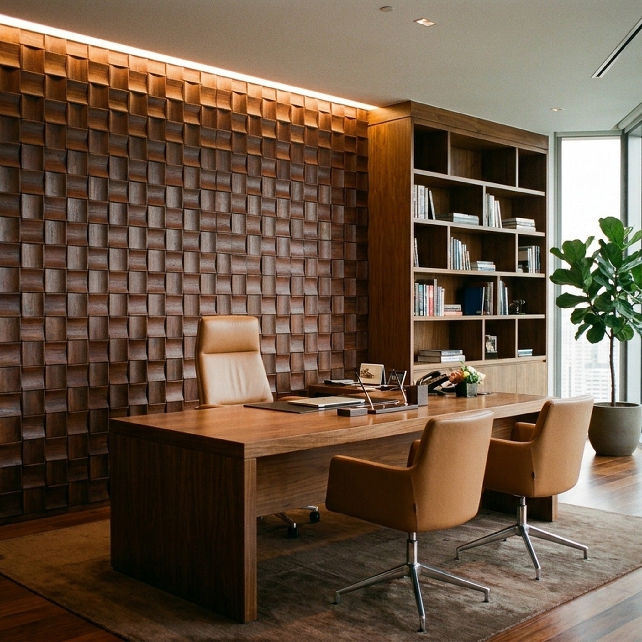 Merbau Long 3D Wood Wall Panel | 30×60 cm | Real Wood