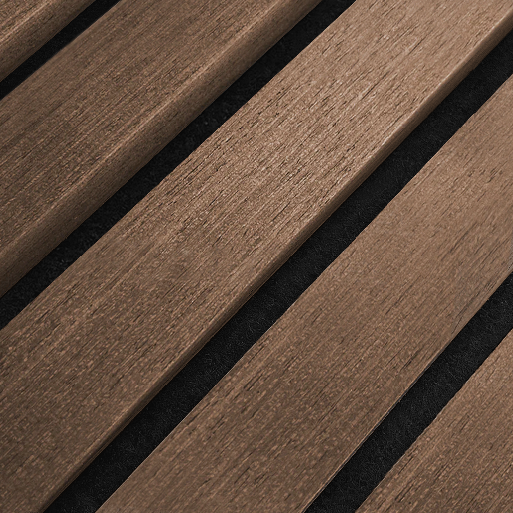 Smoked Oak 300 cm Acoustic Wooden Wall Panel 3-Sided Wood Veneer Aku Woodpanel UK
