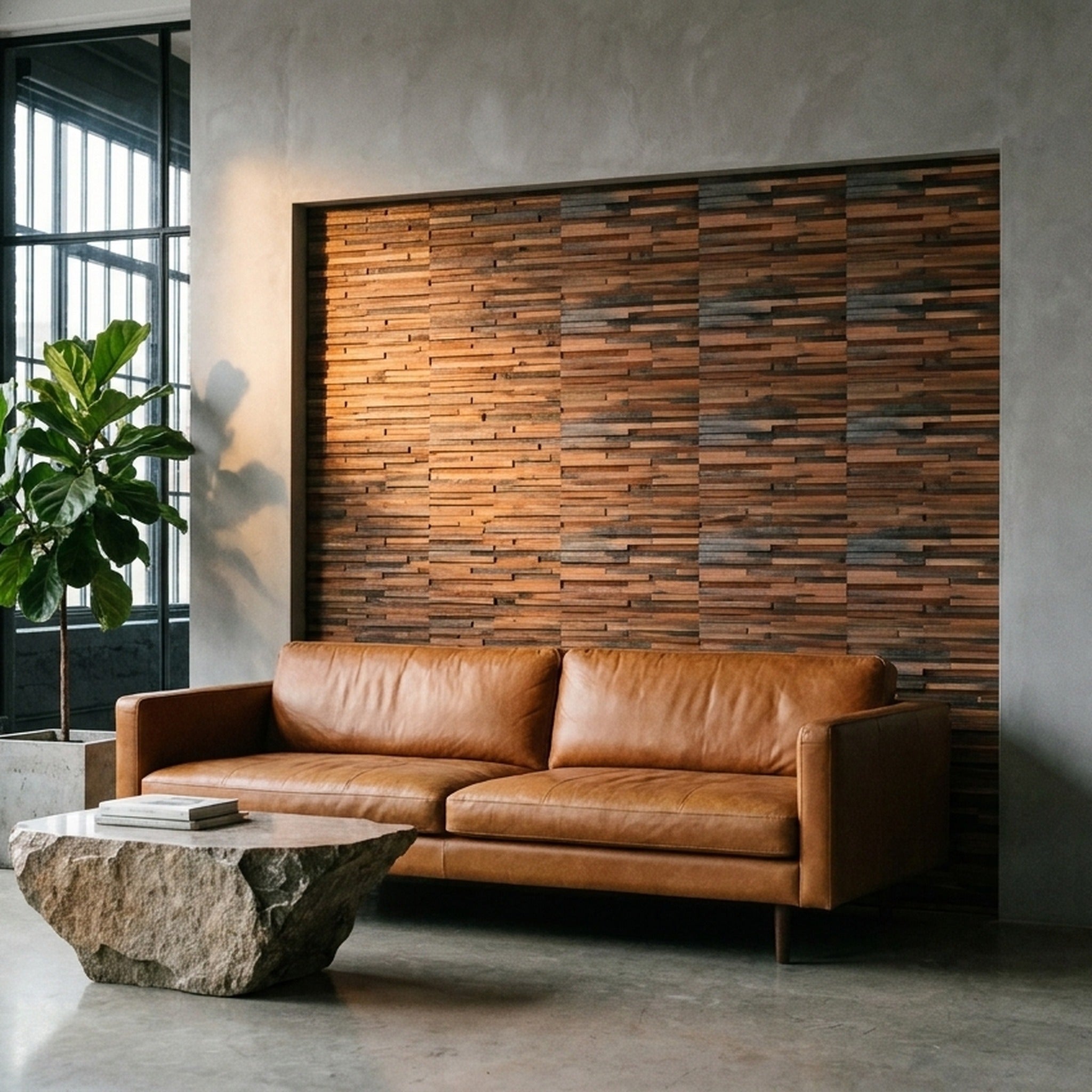 Compact Shipwood 3D Wood Wall Panel | 30×30 cm | Real Wood
