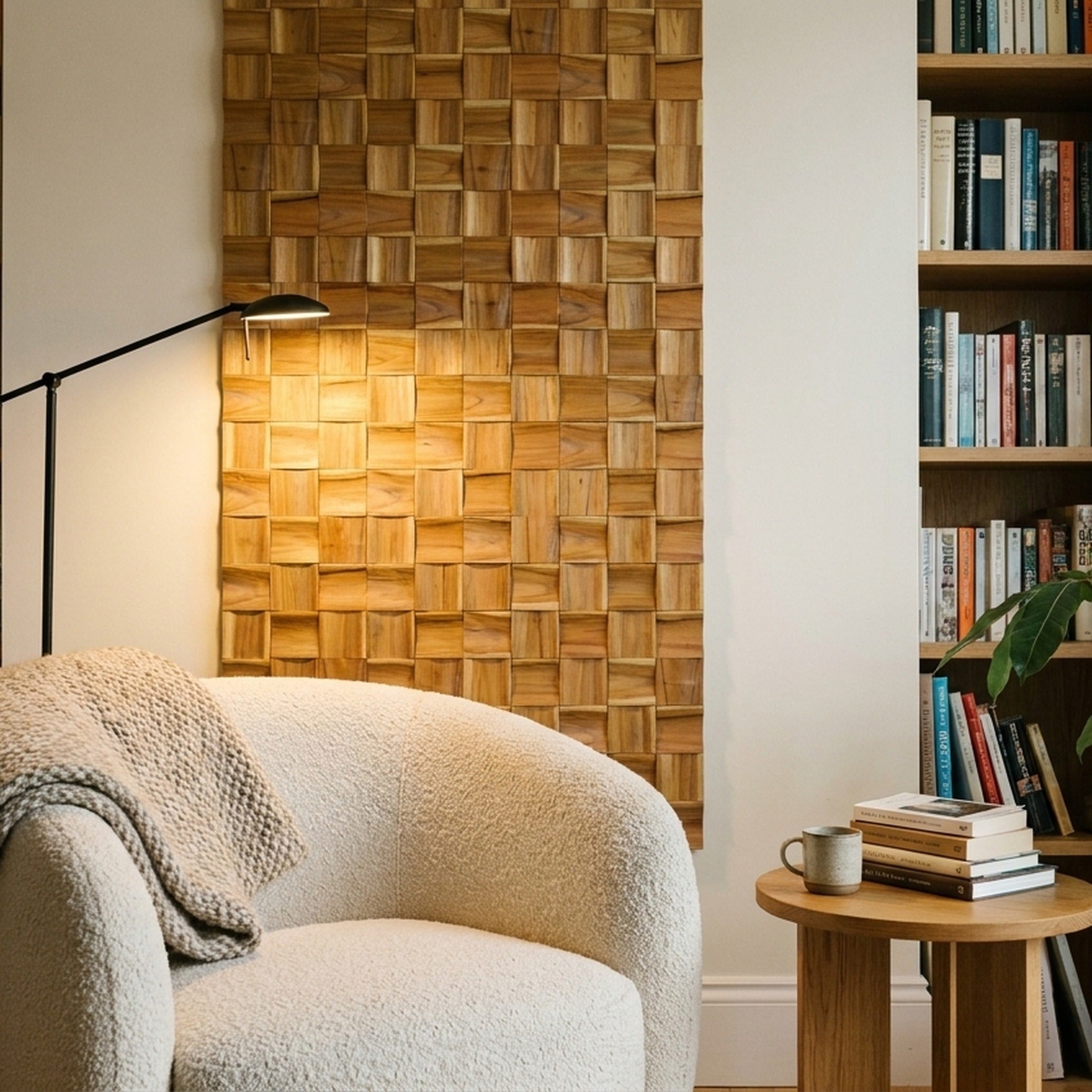 Timeless Teak 3D Wood Wall Panel | 30×30 cm | Real Wood