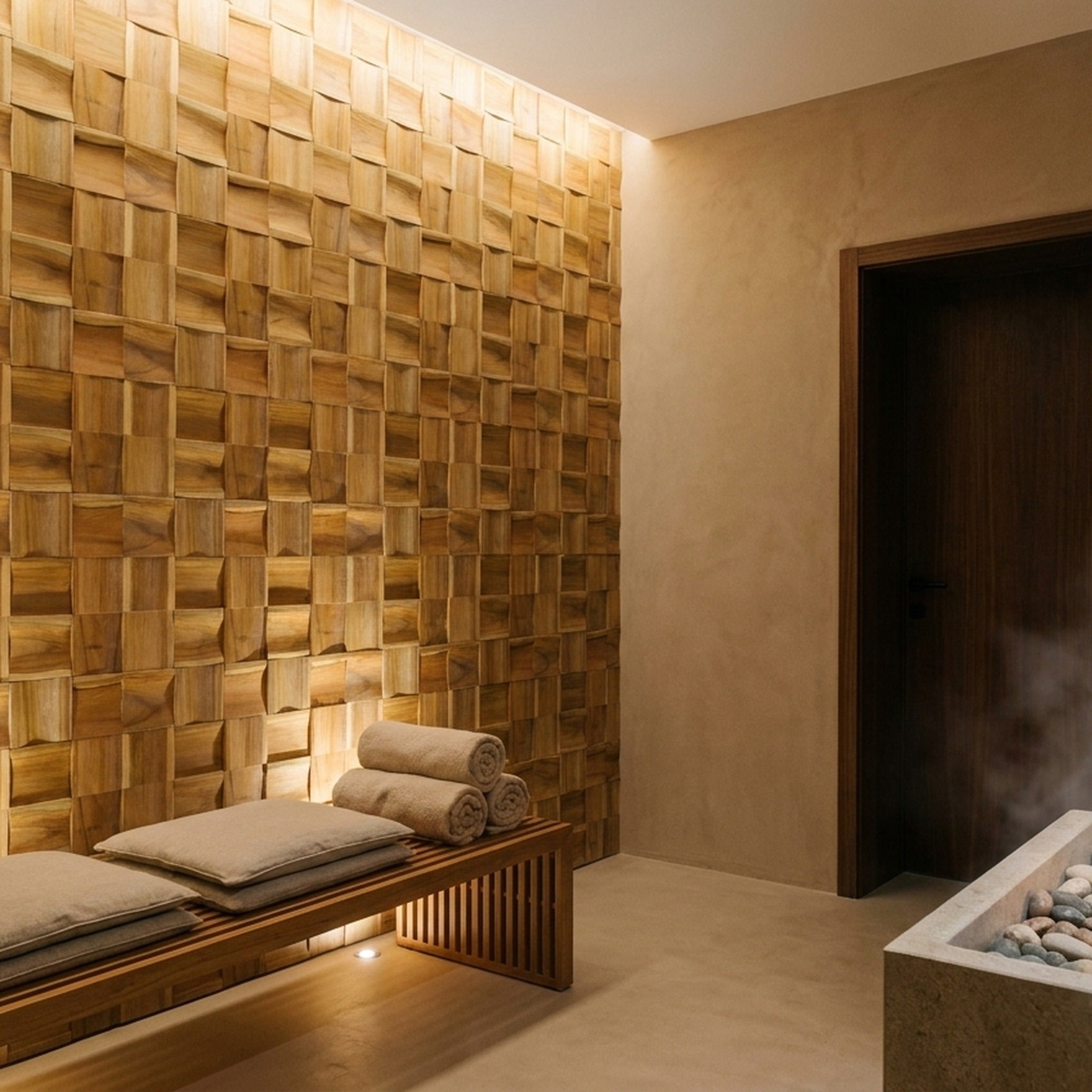 Timeless Teak 3D Wood Wall Panel | 30×30 cm | Real Wood