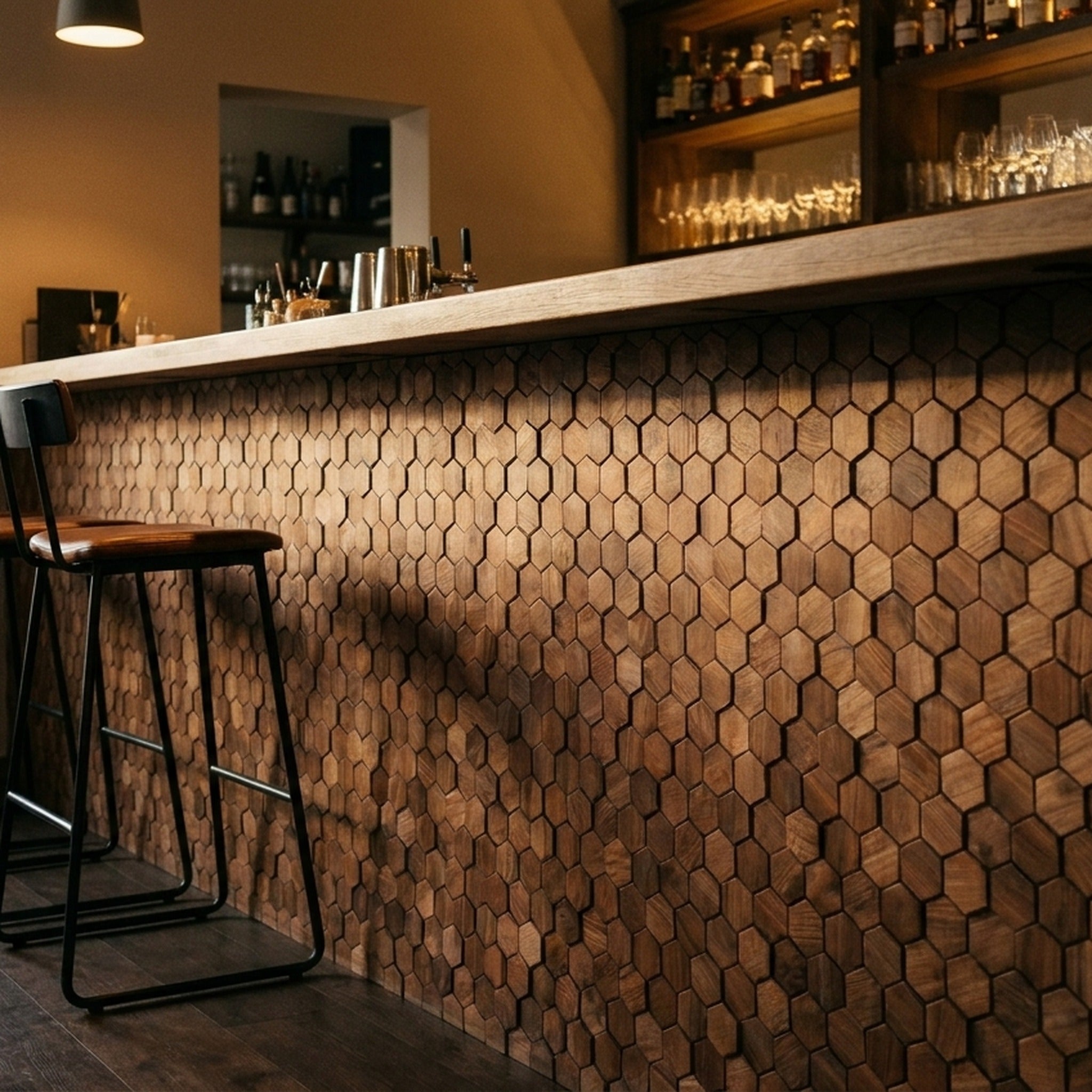 Velvet Walnut 3D Wood Wall Panel | 31×30 cm | Real Wood