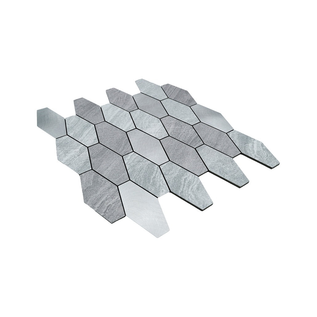 Picket Silver Peel & Stick Splashback | 30×30 cm | Self-Adhesive Mosaic Tile
